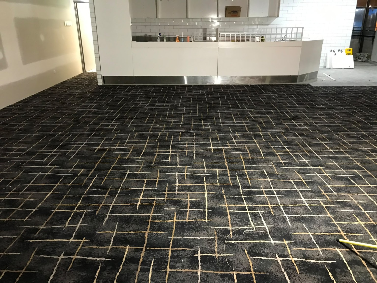 Completed commercial reception carpet installation