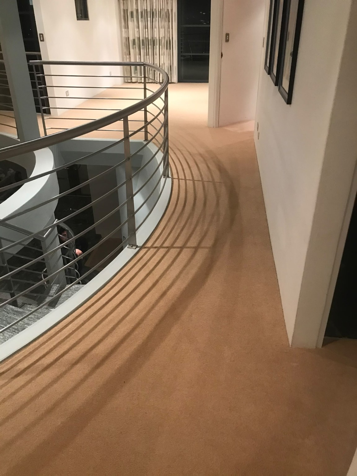 Completed curved corridor flooring installation
